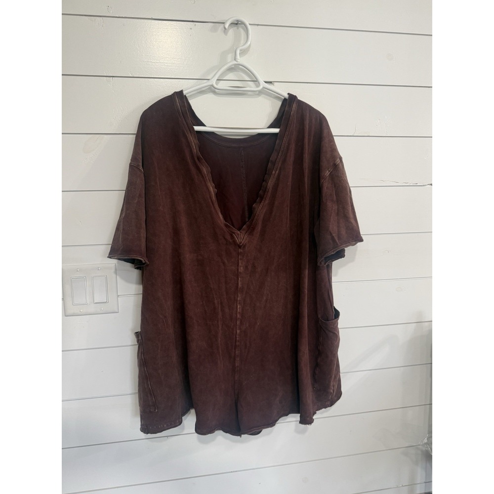 Free People Hot Shot Tee Romper Brown Women's Medium
